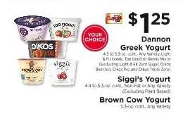 Dannon Greek Yogurt, Siggi’s Yogurt, Brown Cow Yogurt