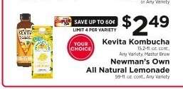 Kevita Kombucha / Newman's Own All Natural Lemonade
