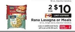 Rana Lasagna or Meals