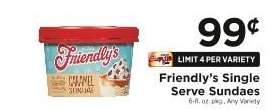 Friendly's Single Serve Sundaes