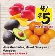 Hass Avocados, Navel Oranges or Mangoes