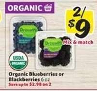 Organic Blueberries or Blackberries