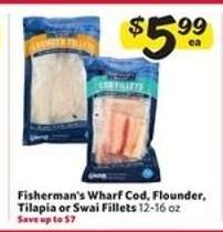 Fisherman's Wharf Cod, Flounder, Tilapia or Swai Fillets