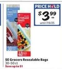 SE Grocers Resealable Bags