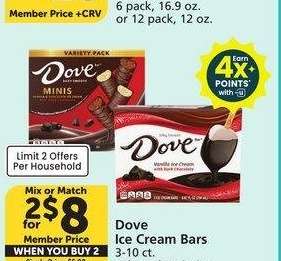 Dove Ice Cream Bars - 3-10 ct. Selected varieties
Mix or Match
Single Price: $5.99