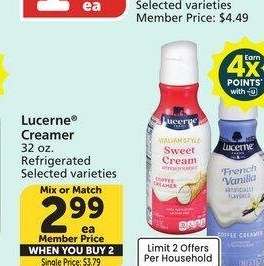 Lucerne® Creamer - 32 oz.
Refrigerated
Selected varieties

Mix or Match