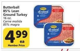 Butterball 85% Lean Ground Turkey - 16 oz.