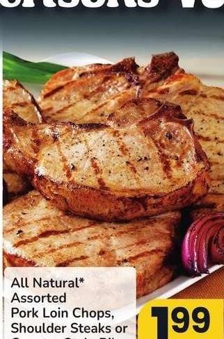 All Natural* Assorted Pork Loin Chops, Shoulder Steaks or Country Style Ribs - Bone - In, Value Pack