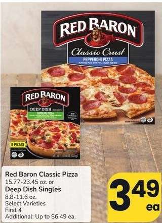 Red Baron Classic Pizza 15.77-23.45 oz. or Deep Dish Singles 8.8-11.6 oz. - Select Varieties
