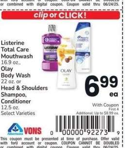 Listerine Total Care Mouthwash 16.9 oz., Olay Body Wash 22 oz. or Head & Shoulders Shampoo, Conditioner 12.5 oz. - Select Varieties