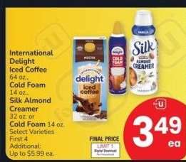 International Delight Iced Coffee 64 oz., Cold Foam 14 oz., Silk Almond Creamer 32 oz. or Cold Foam 14 oz. - Select Varieties