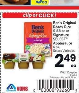 Ben's Original Ready Rice 6-8.8 oz. or Signature SELECT® Applesauce 6 pk. - Select Varieties