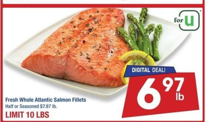 Fresh Whole Atlantic Salmon Fillets - Half or Seasoned $7.97 lb.