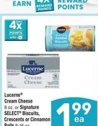 Lucerne® Cream Cheese 8 oz. or Signature SELECT® Biscuits, Crescents or Cinnamon Rolls 8-16 oz. - Select Varieties