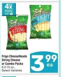 Frigo CheeseHeads String Cheese or Combo Packs - 6.3-12 oz., Select Varieties