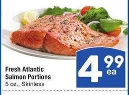 Fresh Atlantic Salmon Portions - 5 oz., Skinless