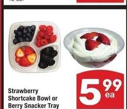 Strawberry Shortcake Bowl or Berry Snacker Tray