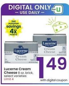 Lucerne Cream Cheese - 8 oz. brick, select varieties