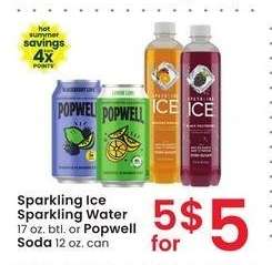 Sparkling Ice Sparkling Water 17 oz. btl. or Popwell Soda 12 oz. can