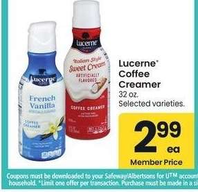 Lucerne® Coffee Creamer - 32 oz. Selected varieties.