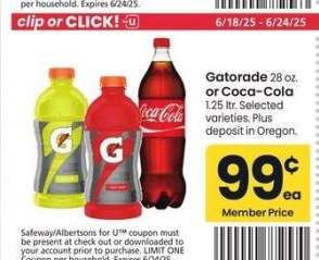 Gatorade 28 oz. or Coca-Cola 1.25 ltr. - Selected varieties.