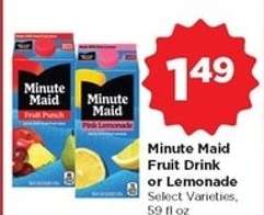 Minute Maid Fruit Drink or Lemonade