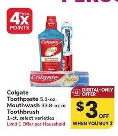 Colgate Toothpaste 5.1-oz, Mouthwash 33.8-oz or Toothbrush 1-ct - select varieties