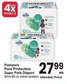 Pampers Pure Protection Super Pack Diapers - 42 to 82 - ct, select varieties