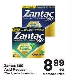 Zantac 360 Acid Reducer - 25 - ct, select varieties