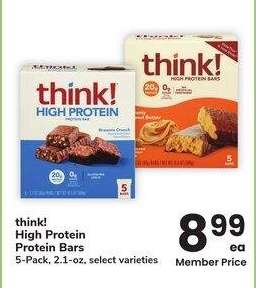 think! High Protein Protein Bars - 5-Pack, 2.1-oz, select varieties
