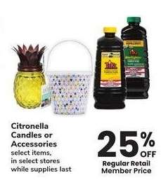 Citronella Candles or Accessories - select items