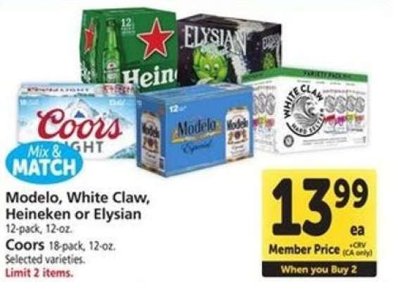 Modelo, White Claw, Heineken or Elysian