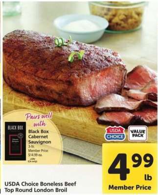 USDA Choice Boneless Beef Top Round London Broil