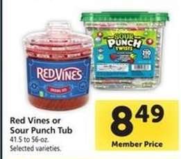 Red Vines or Sour Punch Tub