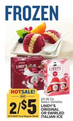 LINDY’S ORIGINAL OR SWIRLED ITALIAN ICE