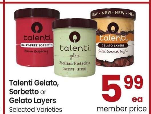 Talenti Gelato, Sorbetto or Gelato Layers - Selected Varieties