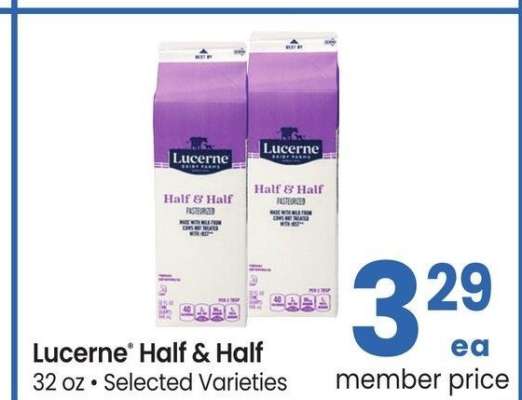 Lucerne® Half & Half - 32 oz • Selected Varieties
