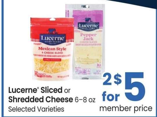 Lucerne® Sliced or Shredded Cheese - 6-8 oz Selected Varieties