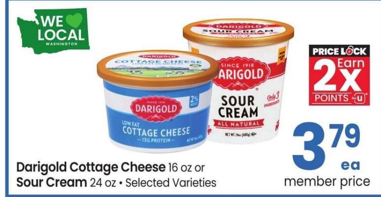 Darigold Cottage Cheese 16 oz or Sour Cream 24 oz - Selected Varieties