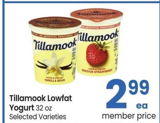 Tillamook Lowfat Yogurt - 32 oz Selected Varieties