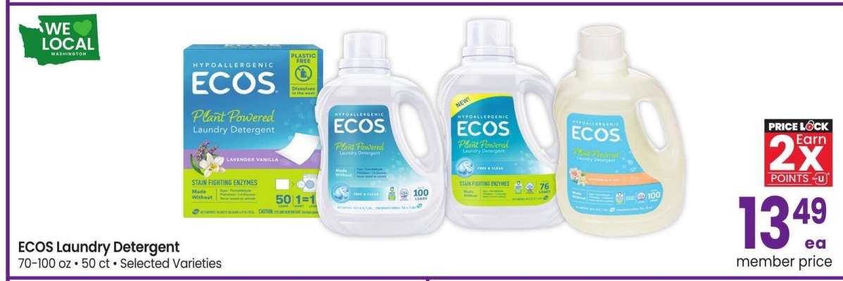 ECOS Laundry Detergent - 70-100 oz • 50 ct • Selected Varieties