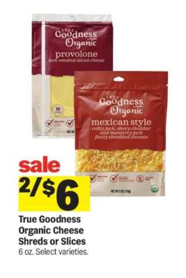 True Goodness Organic Cheese Shreds or Slices