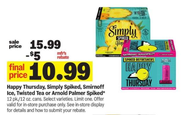 Happy Thursday, Simply Spiked, Smirnoff Ice, Twisted Tea or Arnold Palmer Spiked