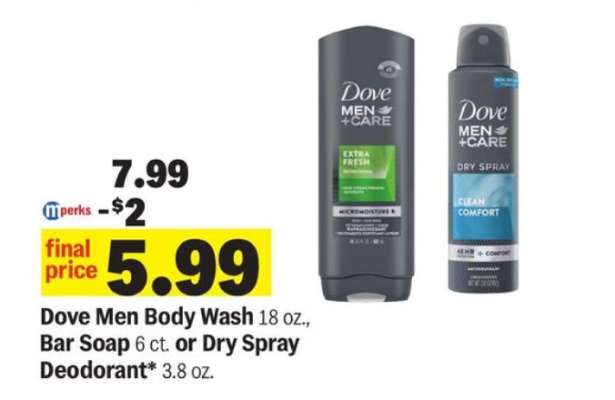 Dove Men Body Wash, Bar Soap, or Dry Spray Deodorant
