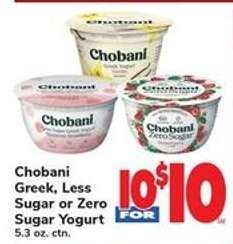 Chobani Greek, Less Sugar or Zero Sugar Yogurt