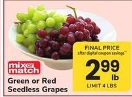 Green or Red Seedless Grapes