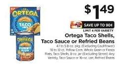 Ortega Taco Shells, Taco Sauce or Refried Beans