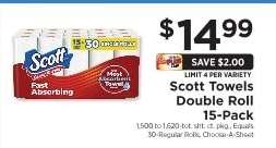 Scott Towels Double Roll 15-Pack