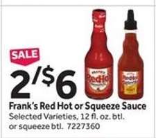 Frank's Red Hot or Squeeze Sauce