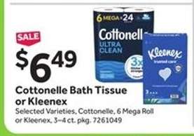 Cottonelle Bath Tissue or Kleenex